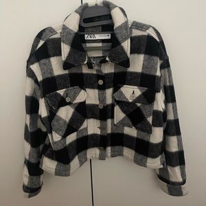 Flannel cropped jacket